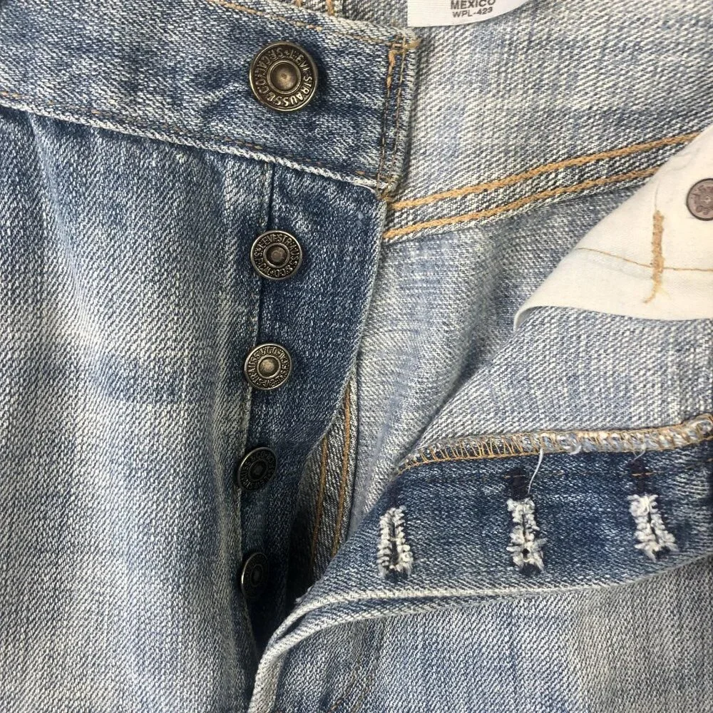 Vintage Levis 501 Jeans Mens 34x30 Leather Patch Button Fly WPL423 Faded Mexico